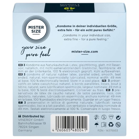 Mister Size - condoom - ultradun - 49mm - 3 stuks