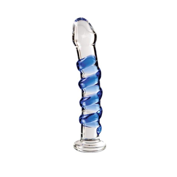 Icicles Nr. 5 - spiraal glazen dildo (transparant-blauw)