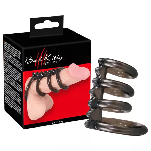 Bad Kitty - penisring set met spikes - siliconen - 4 stuks