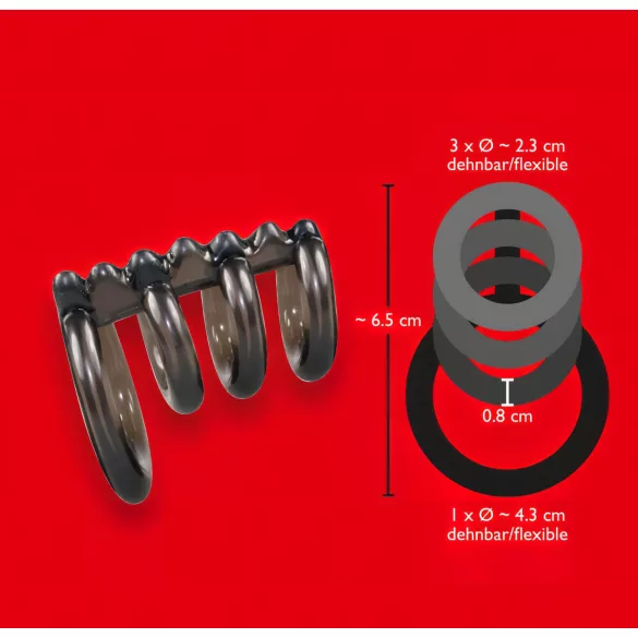 Bad Kitty - penisring set met spikes - siliconen - 4 stuks