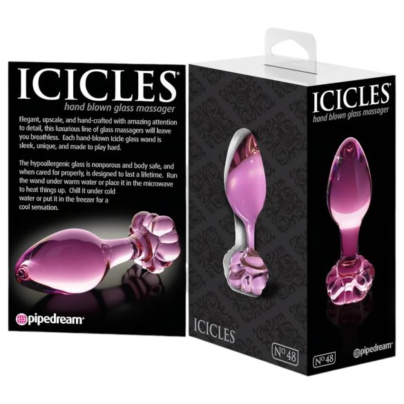 Icicles No. 48 - bloemen glazen anaal plug (roze)