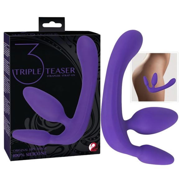 Drievoudige strapless dildo (paars)