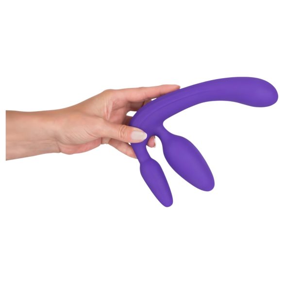 Drievoudige strapless dildo (paars)
