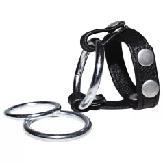 Bad Kitty - leren ballenring en penismanschette - zwart