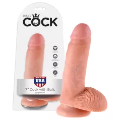 King Cock - dildo met ballen - 18 cm - huidskleur