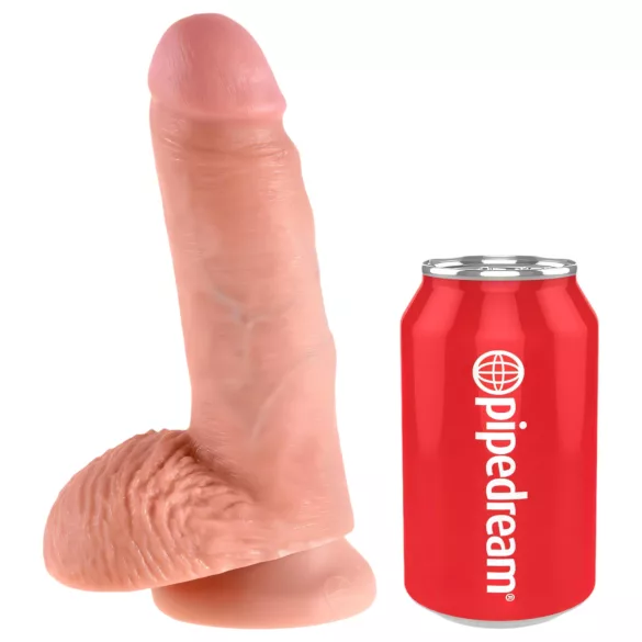 King Cock - dildo met ballen - 18 cm - huidskleur