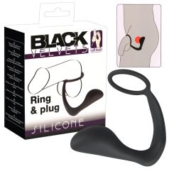 Black Velvets - anale plug met penisring - siliconen - zwart