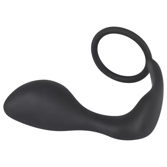 Black Velvets - anale plug met penisring - siliconen - zwart