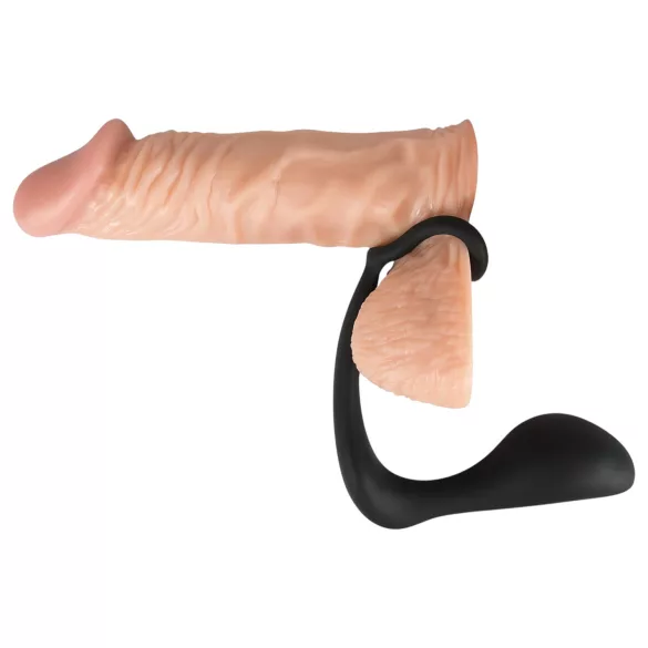 Black Velvets - anale plug met penisring - siliconen - zwart