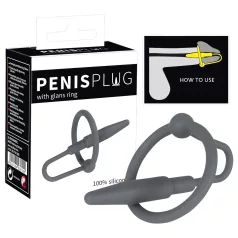 Penisplug - siliconen eikelring met tapse dilator - grijs
