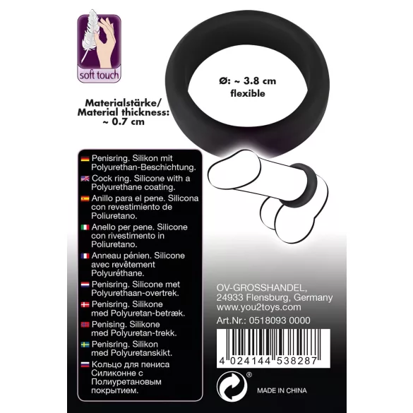 Black Velvets - penisring dikwandig - 3,8 cm - zwart