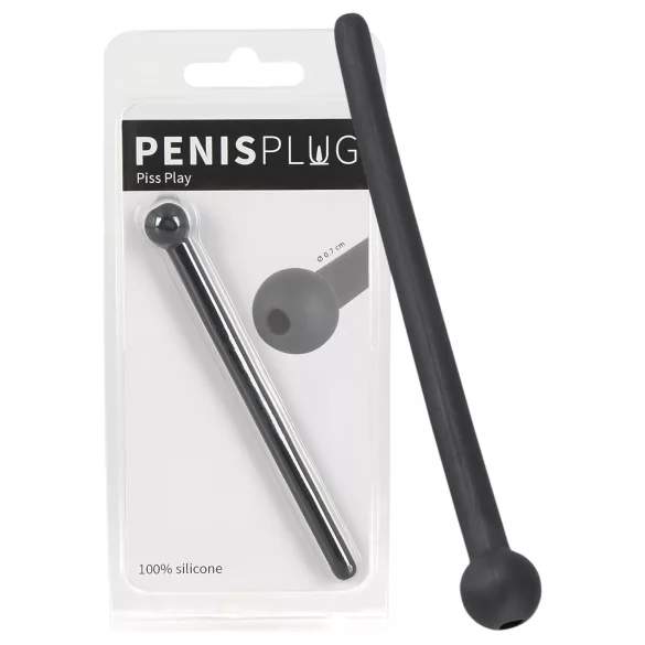 Dilator Piss Play - penisdilator hol buisje - siliconen - zwart