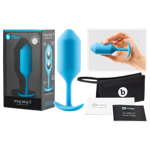 b-vibe - buttplug met dubbele kogels - 180g - blauw