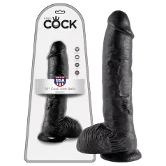 King Cock - dildo met ballen - realistisch - zwart - 25 cm
