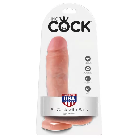 King Cock - dildo met ballen - 20 cm - huidskleur