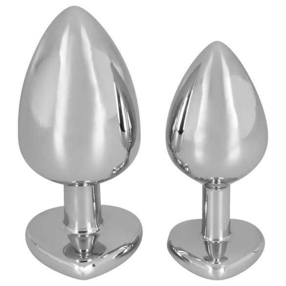 You2Toys - anale buttplug - aluminium met rode diamant - 85g - zilver/rood
