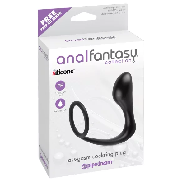 analfantasy - anaal plug met penisring - zwart