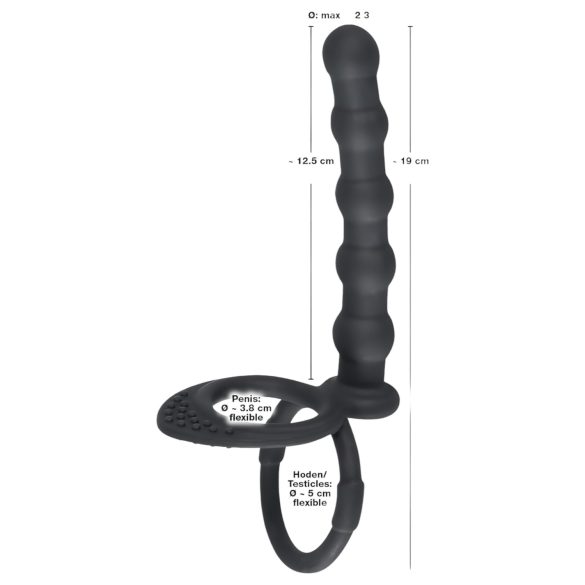 Black Velvets - penisring en anaal dildo - zwart
