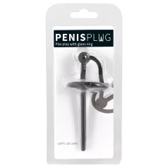   You2Toys - Penisplug - siliconen eikelring met holle dilator (zwart)