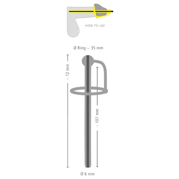 Penisplug - siliconen eikelring met holle dilator - zwart