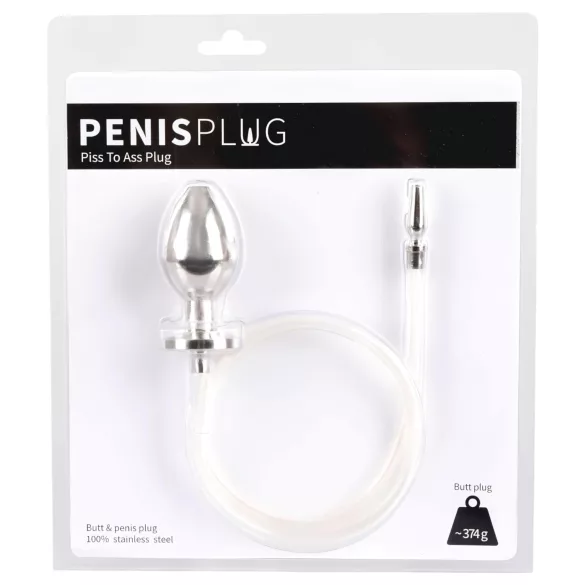 Piss to Ass Plug - holle anaalplug met plasbuis spreider