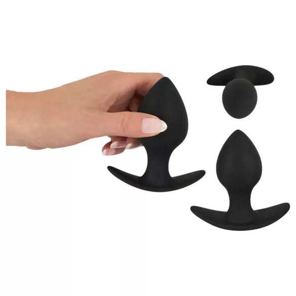 Black Velvets - siliconen buttplug set - 3-delig - zwart