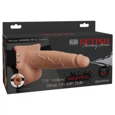  Fetish Strap-On - strap-on dildo met ejaculatiefunctie - huidkleur - 19 cm