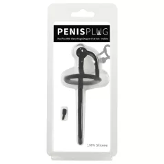 Penisplug - siliconen dilator met eikelring - 0,6mm - zwart