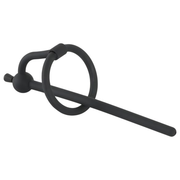 Penisplug - siliconen dilator met eikelring (0,6 mm) - zwart
