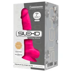 Silexd 7 - dildo met zuignap en ballen - 17,5cm - roze