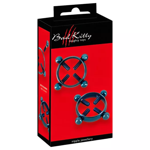 Bad Kitty - tepelklem sieraden - rond - blauw