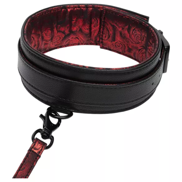 Fifty Shades of Grey - halsband en riem - zwart-rood