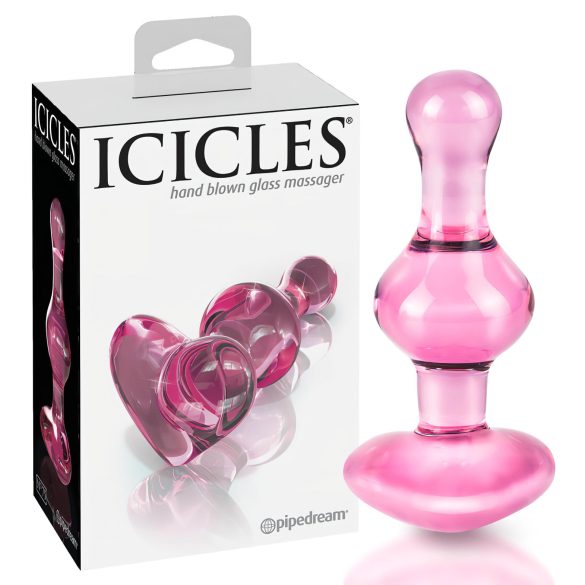 Icicles No. 75 - glazen buttplug met hartje - roze