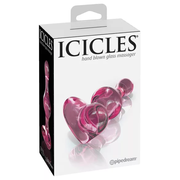 Icicles No. 75 - glazen buttplug met hartje - roze