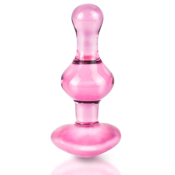 Icicles No. 75 - glazen buttplug met hartje - roze