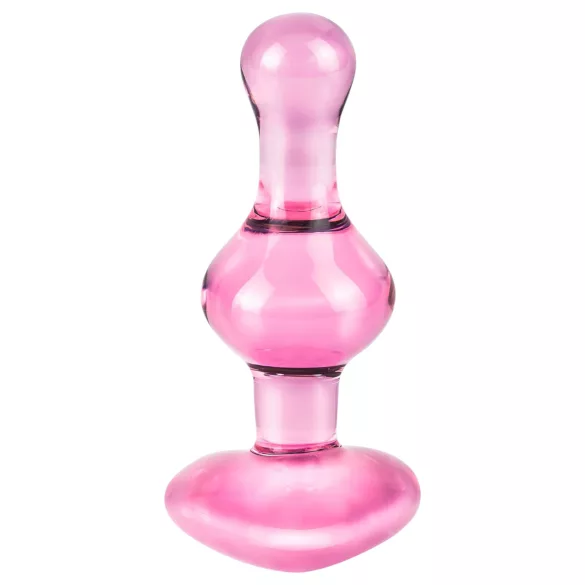 Icicles No. 75 - glazen buttplug met hartje - roze