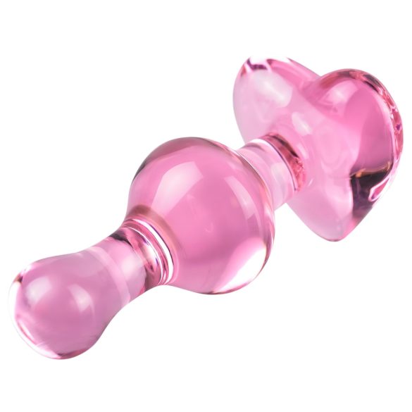 Icicles No. 75 - glazen buttplug met hartje - roze