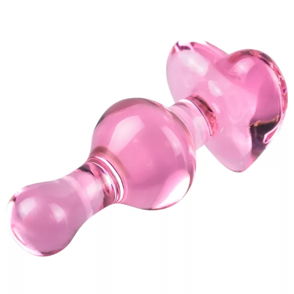Icicles No. 75 - glazen buttplug met hartje - roze