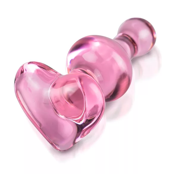 Icicles No. 75 - glazen buttplug met hartje - roze