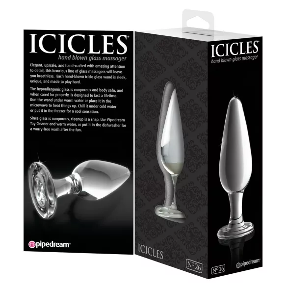 Icicles No. 26 - kegelvormige, glazen buttplug (transparant)