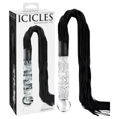   Icicles No. 38 - zweep van leer en glazen dildo - transparant zwart