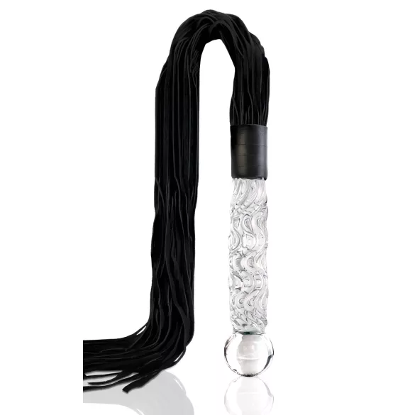 Icicles No. 38 - zweep van leer en glazen dildo - transparant zwart