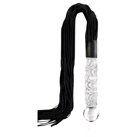 Icicles No. 38 - zweep van leer en glazen dildo - transparant zwart