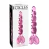 Icicles No. 43 - glazen dildo met noppen en hartjes - roze