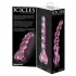 Icicles No. 43 - glazen dildo met noppen en hartjes - roze