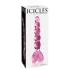 Icicles No. 43 - glazen dildo met noppen en hartjes - roze