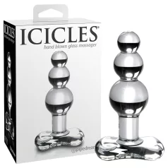   Icicles No. 47 - glazen buttplug met drie kralen - transparant