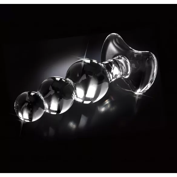 Icicles No. 47 - glazen buttplug met drie kralen - transparant