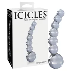   Icicles No. 66 - glazen dildo - gebogen met bolletjes - transparant