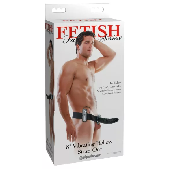 Pipedream Fetish Strap-On 8 - opzetbare, holle vibrator (zwart)